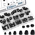smseace 110Pcs 6-Sizes Hex Acorn Cap Nuts Assortment Kit - M3/ M4/ M5/M6/M8/M10 Bolt Cover Caps for Protection, Indoor and Outdoor Nylon Screw Covers