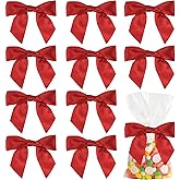 AIMUDI Satin Ribbon Twist Tie Bows for Treat Bags 4.5" Pre-Tied Red Bows for Christmas Tree, Crafts, Gift Wrap, Baby Shower, Wedding Decor, Party Favors - 36 PCs