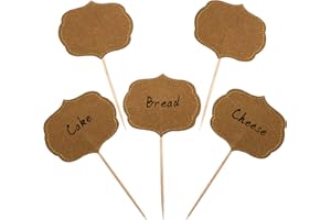 BLUE TOP 50pcs Cupcake Picks Blank Toothpick Flags Cake Toppers Cheese Markers Buffet Labels for Charcuterie Board Food Tags Toothpick Signs for Children's Day Wedding,Birthday Party,Dinner Supplies.