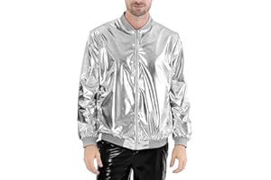 Funny World Men Disco Jacket Metallic 70s Outfits for Mens