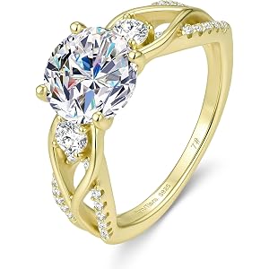 Moissanite Promise Rings for Her, 1-2CT Twisted Engagement Rings for Women | D Color VVS1 Moissanite with GRA, 18K Gold Plate