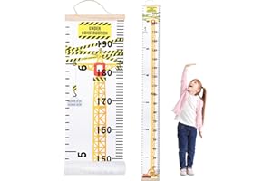 LCOOR Growth Chart for Kids, Height Chart Ruler for Wall with Construction Style Child Height Measurement Wall Chart for Kids Bedroom Nursery Wall Decoration