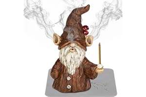 CACUKAP Gnome Incense Holder for Sticks, Incense Cone Burner Ornaments, Gnome Decor for Desk, Unique Gnome Gifts for Women Men