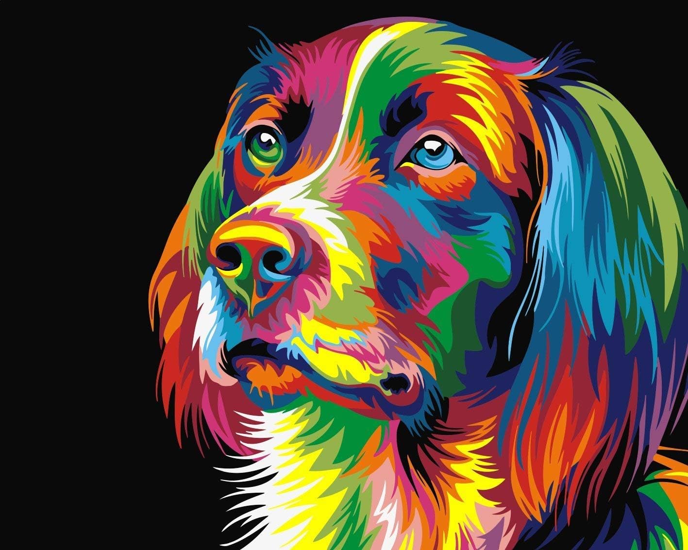 Painting by Numbers Kit for Adults - Kids or Beginner, DIY Acrylic Paints Kits with Brush Home Decoration Oil Canvas Painting 40 * 50cm(Dog, Frameless)