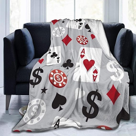 TS HOME ART Throw Blanket, Poker Casino Fleece Blanket
