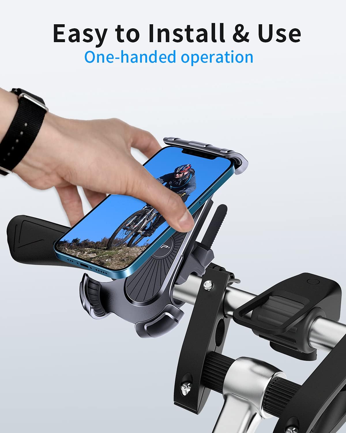 Bike Phone Mount, VUP [One-Handed Operation] Phone Holder for Bike, Motorcycle Phone Mount, Motorcycle Cell Phone Holder for iPhone 12/Pro/12 Pro Max/12 mini/11, Fit for 4.0-6.7 inch Phones: Electronics