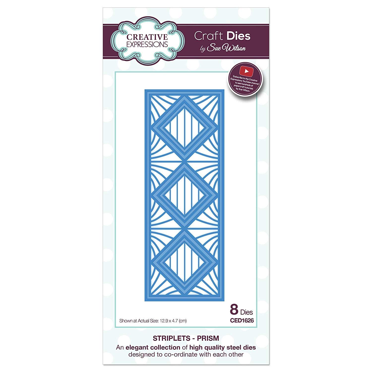 Sue Wilson "Striplet Collection" Prism Die, Metal, Silver, 5.1 x 12.7 x 0.8 cm