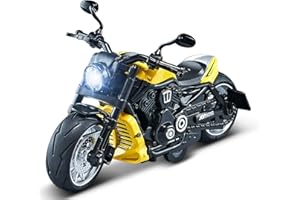 Gilumza Pull Back Motorcycles Toy, Moto Gift with Music Lighting, Wolverine Motorcycle Toys for Boys Kids Age 3-12 Year Old (Yellow)