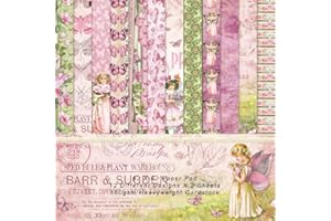 24 Sheets Craft Scrapbook Paper Cardstock Paper Pad 6"X6" Butterfly Designs Cardstock Thick Paper, 12 Designs