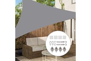 Neween Shade Sail with Hardware Kits, 16'x 16'x 16' Sun Shade Sail Triangle Waterproof for Patio Yard Deck Pergola Outdoor Sun Sail Shade 98% UV Block Sunshade Light Grey Color