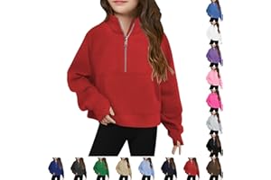 Itsame Half Zip Crop Sweatshirt For Girls Long Sleeve Pullover Tops Kids Lightweight Fleece Winter Clothes 5-13 Years