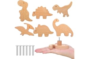 Qunclay 6 Sets Wooden Animal Dresser Knobs Decorative Nursery Wood Drawer Pulls with Screws Furniture Pulls Handles for Nurse