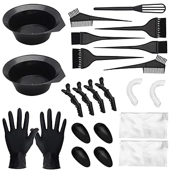 Amazon Com 23 Pieces Hair Coloring Dyeing Kit Hair Tinting Bowl Dye Brush Mixing Spoon Ear Cover Gloves Hair Dye Tools For Hair Coloring Bleaching Diy Salon Home Hair Coloring Hair Dryers Beauty