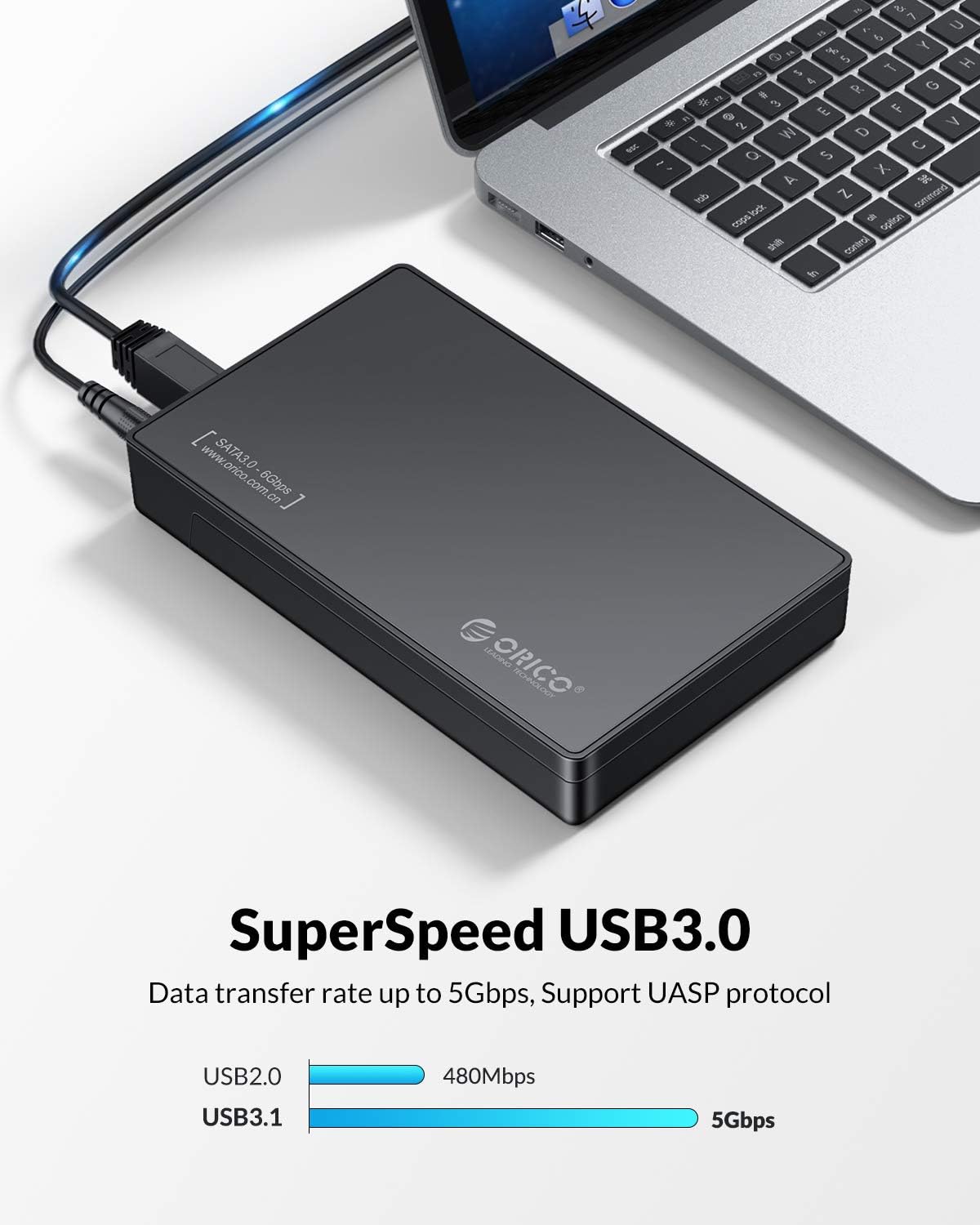ORICO Toolfree USB 3.0 to SATA External 3.5 Hard Drive Enclosure Case for 3.5 SATA HDD and SSD[Support UASP and 16TB Drives]: Computers & Accessories