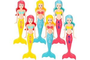 CHENGU 6 Pack Mermaid Dolls 5.5'' Magic Mermaid Pool Toys Water Diving Toys in Assorted Colors Plastic Bath Swimming Pool Dive Dolls for Bathtub Summer Beach Fun Games Birthday Party Supplies