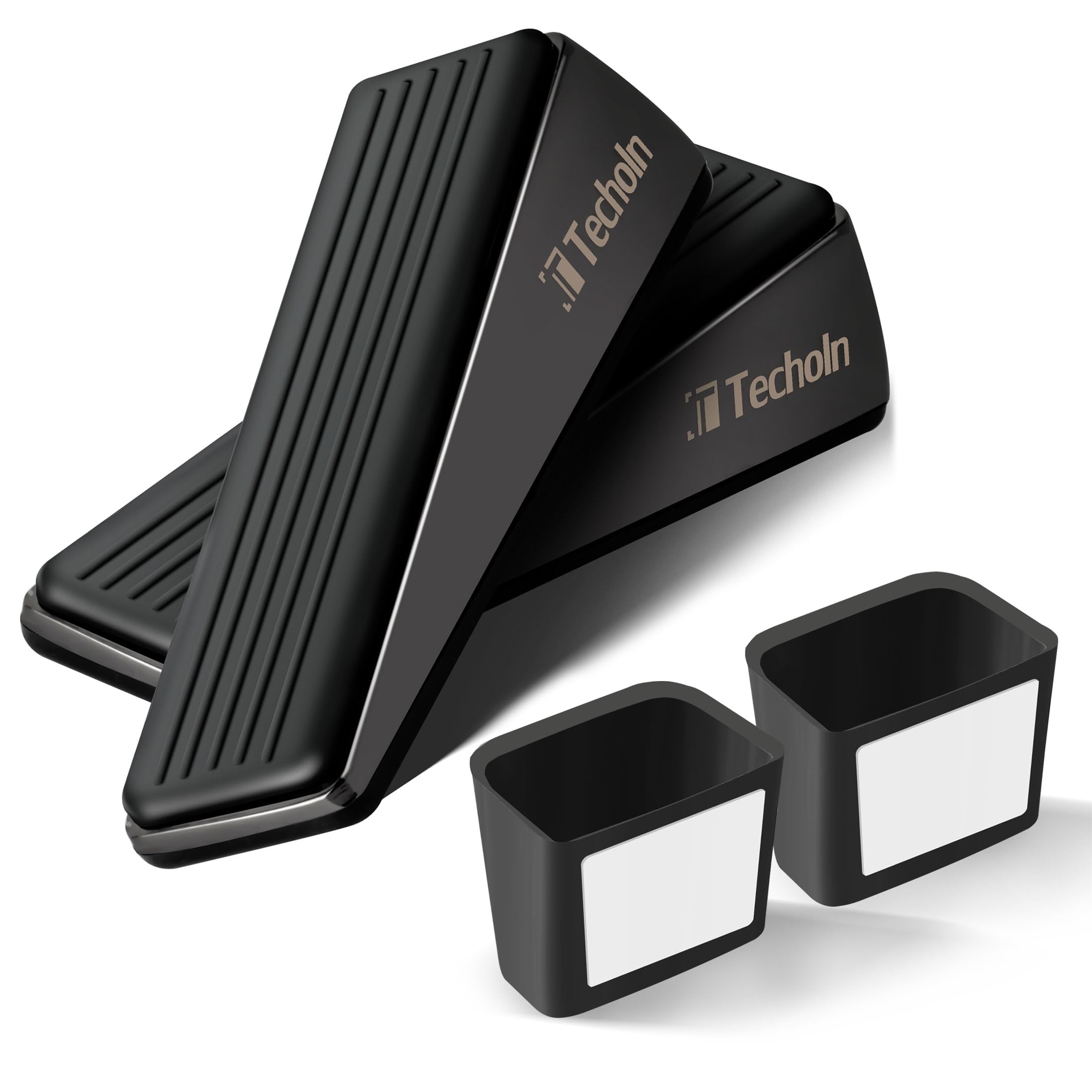 Photo 1 of Techoln Door Stoppers, Heavy Duty Door Stop Wedge, Metal Doorstops for All Floor Surfaces (2, Frosted Black)