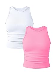 OQQ Women's 2 Piece Tank Tops Crew Neck Sleeveless