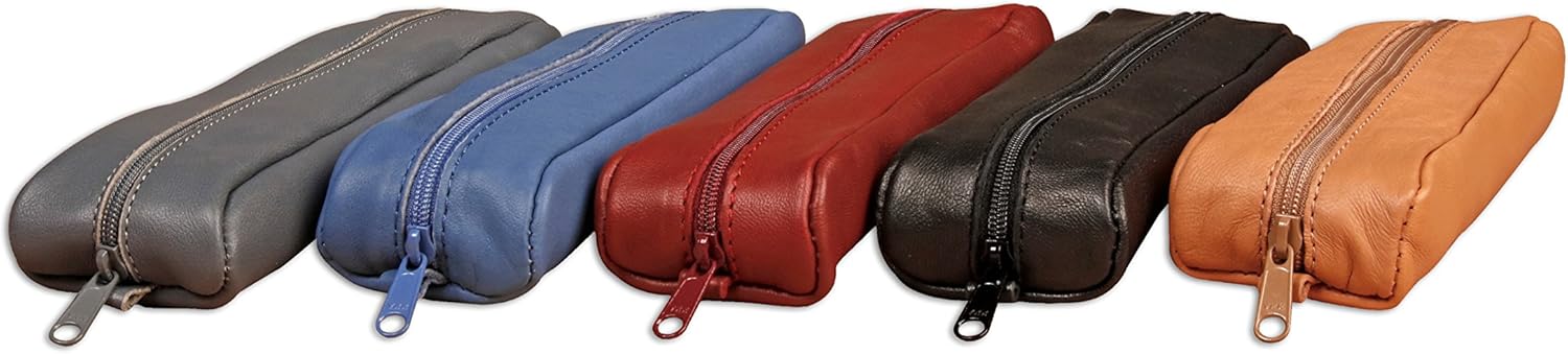 Clairefontaine 'Age Bag' Leather Oval Pencil Cases, 18.5x5x3cm - Random Colour Cover