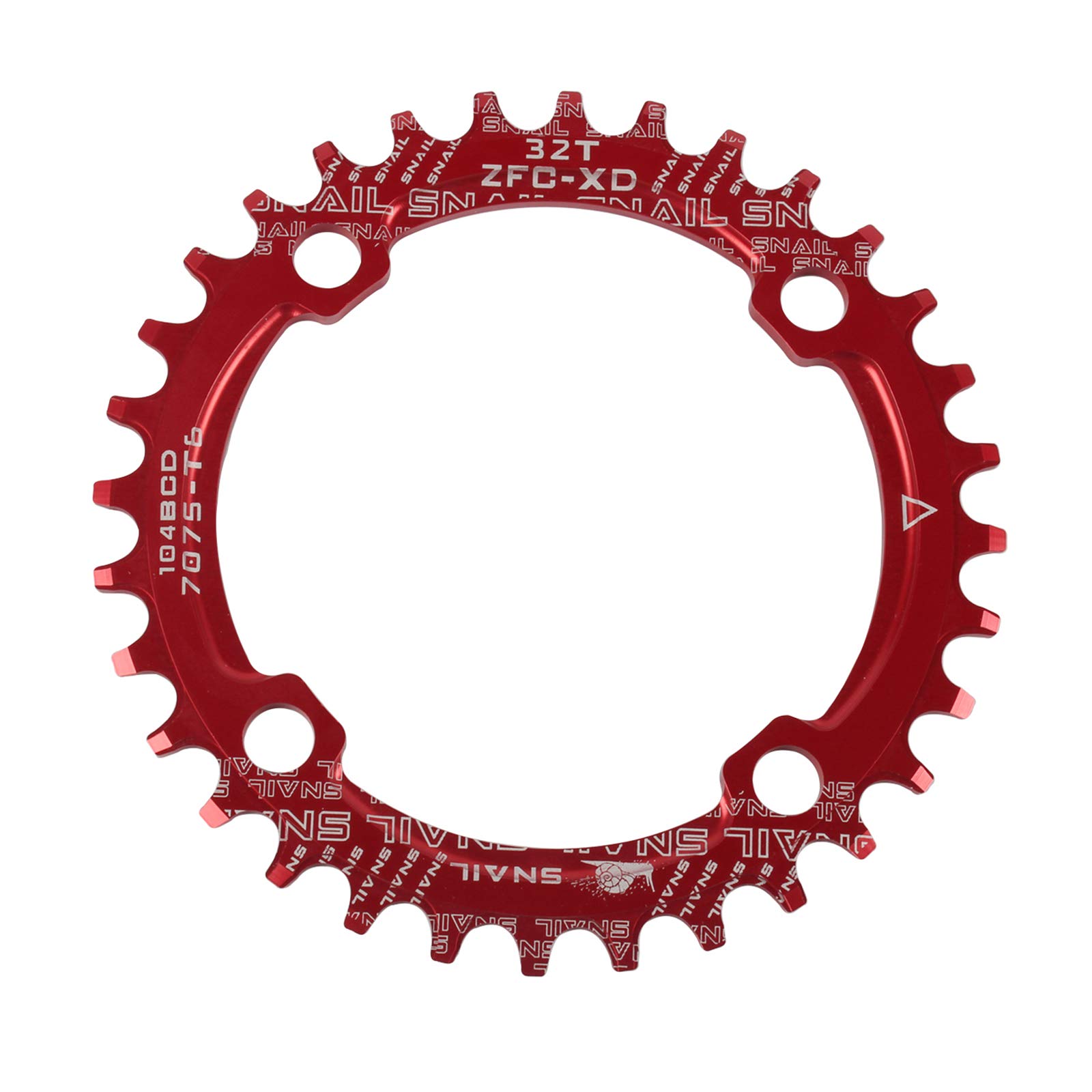Newgoal Bicycle chain ring 32T aluminum alloy wide and narrow sprocket/BCD 104mm chain disc, mountain bike single sprocket, positive and negative tooth chain rings. red