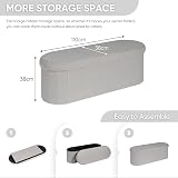 Bonlife Folding Ottoman Storage Bench Boucle Grey 100L 110x38x38cm view 6
