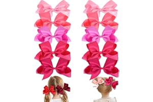 CLIPBAND Hair Bows for Girls 10PCS Girls Toddler bows Clips Black Grosgrain Ribbon Alligator Clips Kids Hair Accessories