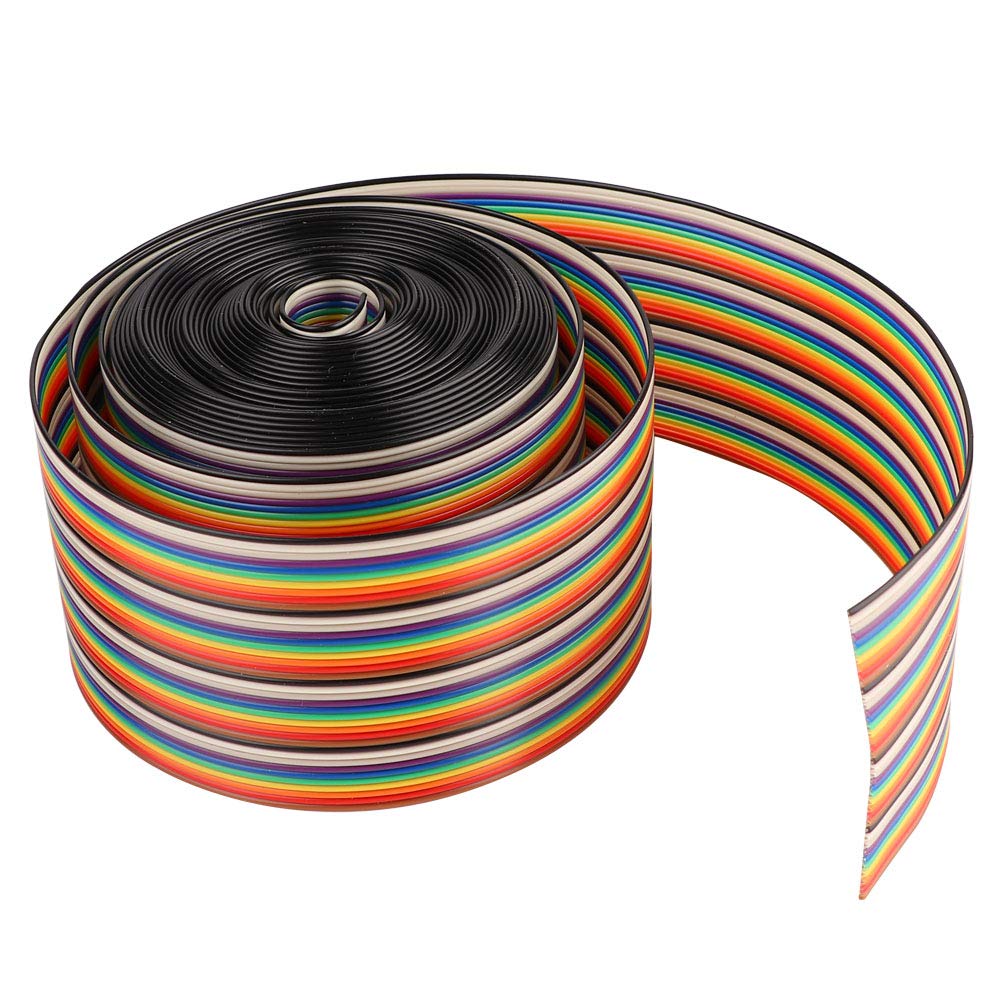Colorful 1.27mm Spacing Pitch Cable 40P Rainbow Flat Ribbon Cable with Wire Width 5.08cm(5meters)