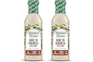 Walden Farms Bac’n Ranch Dressing – Low Carb, Calorie-Free, Gluten-Free, Keto-Friendly, Sugar-Free, Fat-Free, Dairy-Free Smoky Bacon Ranch Flavor – 2-Pack, 12 oz Bottles