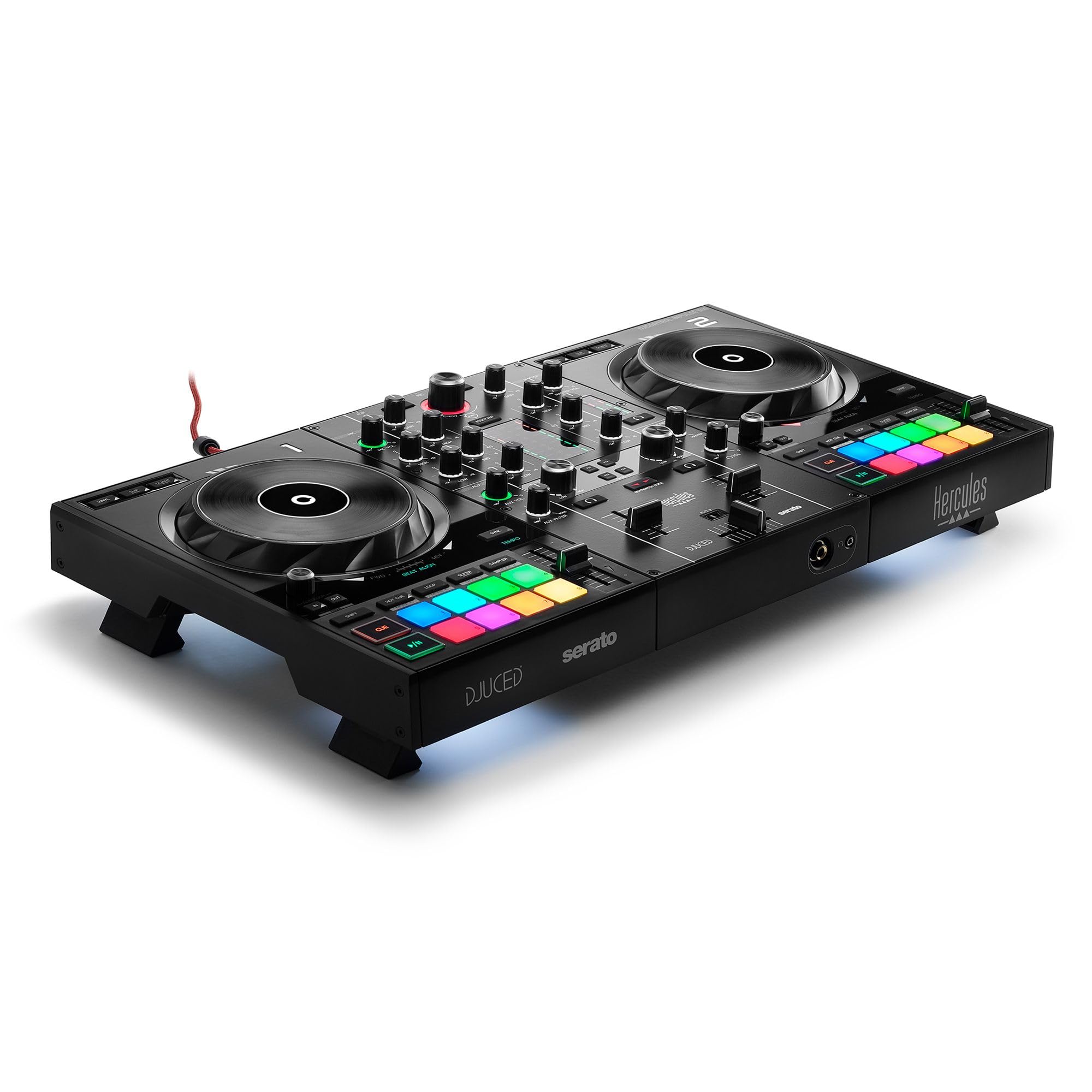 Hercules DJControl Inpulse 500 - Professional 2-Deck USB DJ Controller for Serato DJ & DJUCED - Built-in Audio Interface, Metal Plate, Fold-out Feet & Beatmatch Guide