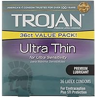 TROJAN Ultra Thin Condoms For Ultra Sensitivity, Lubricated Condoms for Men, America’s Number One Condom, 36 Count Value Pack