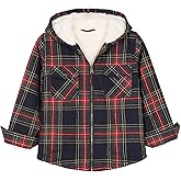 ZENTHACE Kids Girls Sherpa Lined Full Zip Up Plaid Flannel Shirt Fuzzy Hooded Flannel Jacket with Hand Pockets
