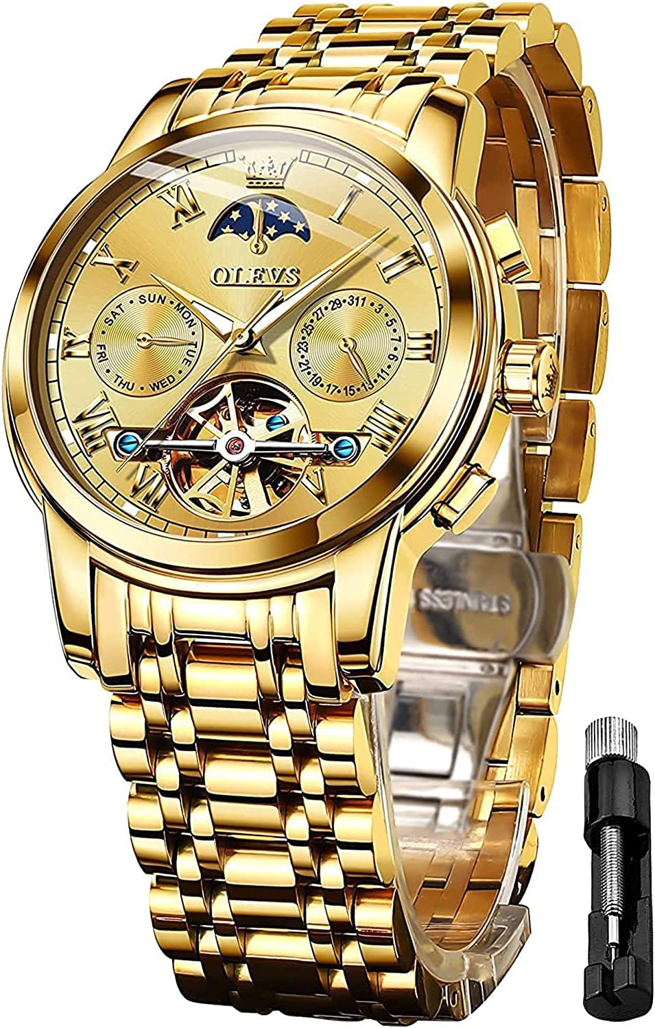 OLEVS Casual Watch OLS-FR-G6638, Gold, Bracelet — image 1