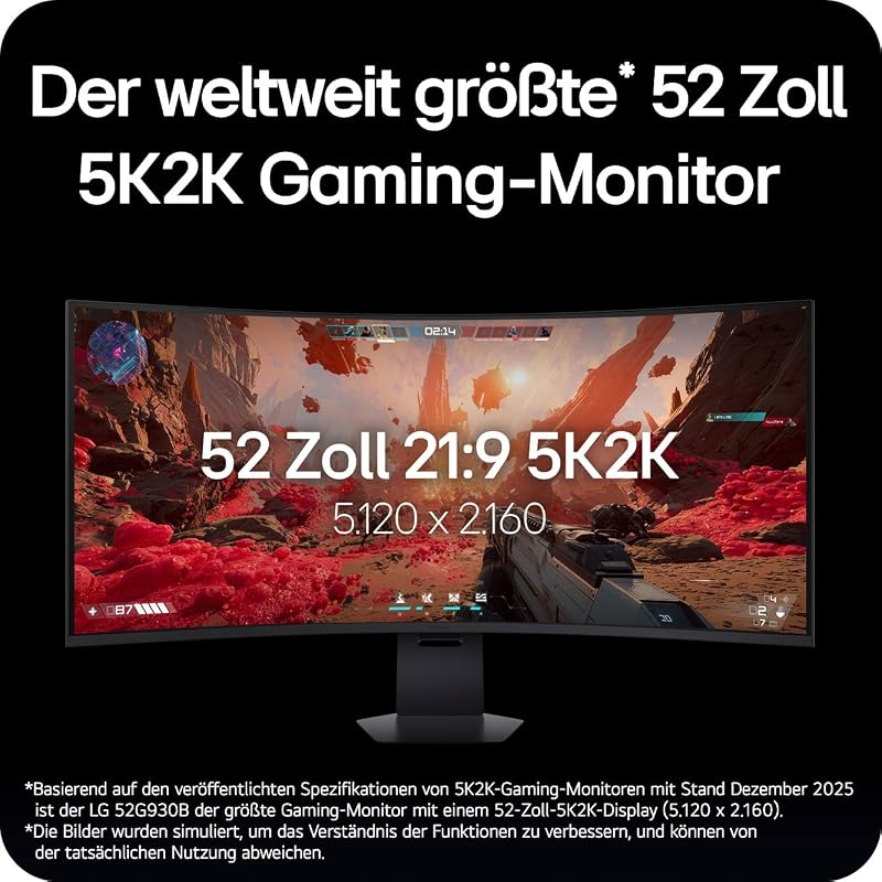 Ultragear™ 52G930B-B 52 Zoll 21:9 Curved 5K2K VA Gaming Monitor, 240Hz, DisplayHDR™ 600, AMD FreeSync Premium, USB-C (90W), Schwarz