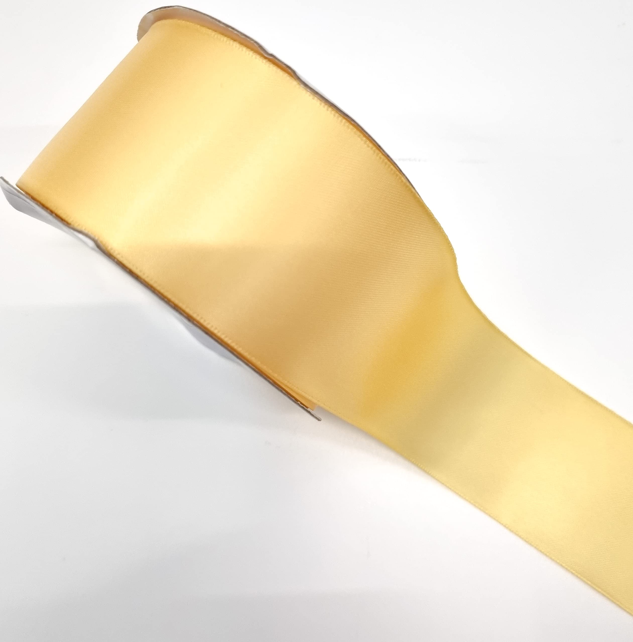 CaPiSo 25 m 50 mm Double-Sided Satin Ribbon Premium Quality Bow Ribbon Satin Decorative Ribbon Gift Ribbon Both Sides (Gold)