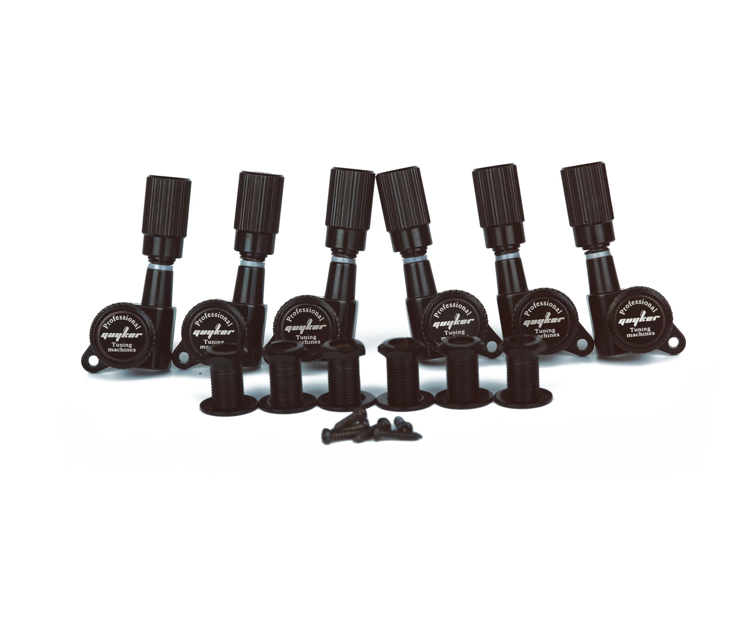Guyker Guitar Locking Tuners (3L + 3R Handed) - 1:18 Pro Lock String Tuning Key Pegs Machine Head Set Replacement for ST TL SG LP Style Folk Classical Acoustic Electric Guitar (GK11SP, Black)