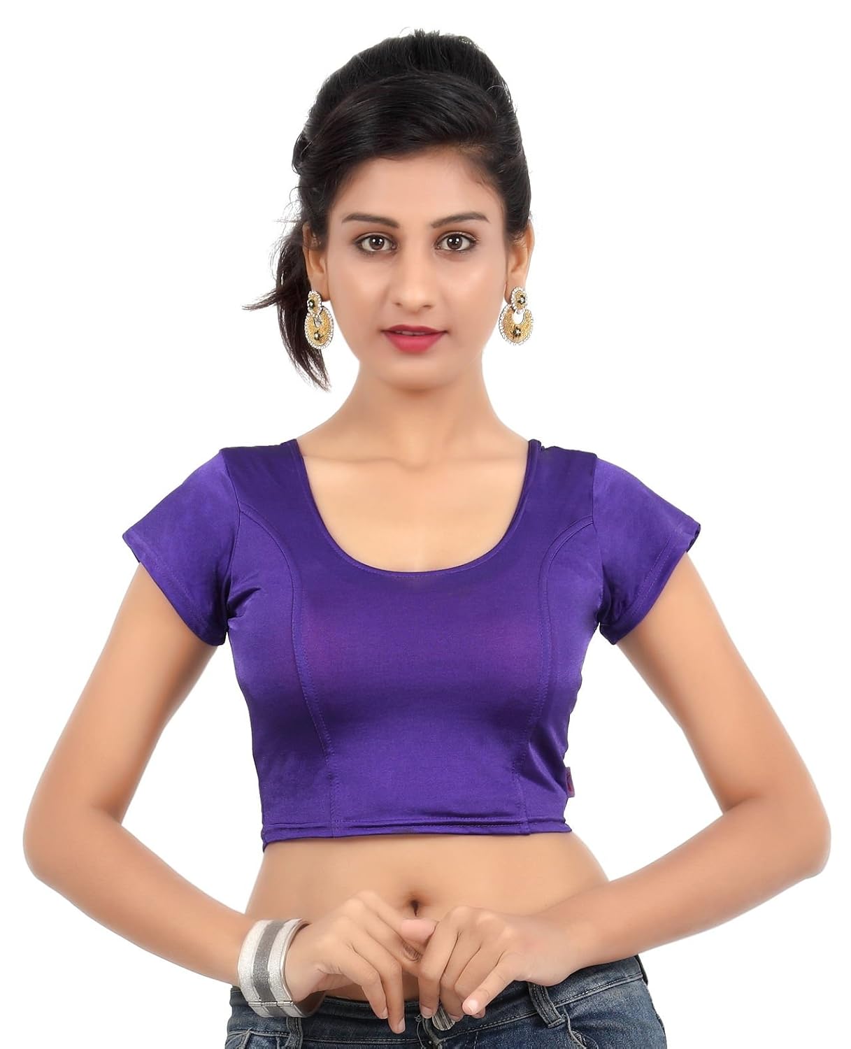 louis fashion cotton lycra fabric women blouse (2073-bl-purple04)