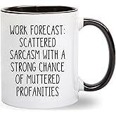 Gelid Work Forecast Coffee Mug - Funny Coworker Birthday Gift Idea for Him or Her – Present for Boss Employer Bestfriend - Sarcastic Gag Going Away Farewell - 11 oz Cup Novelty Drinkware