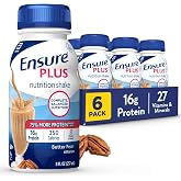 Ensure Plus Butter Pecan Nutrition Shake, 6 Pack | Meal Replacement Nutritional Drinks with 27 Vitamins &amp; Minerals, 350 Calories, Clinically Proven to Help Adults Gain Weight