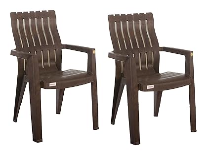 VARMORA Lumber Back Support Chair (Wood Colour)- Set of 2