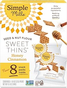 Simple Mills Snack Packs Honey Cinnamon Seed & Nut Flour Sweet Thins, Paleo Friendly & Delicious Sweet Thin Cookies, Good for