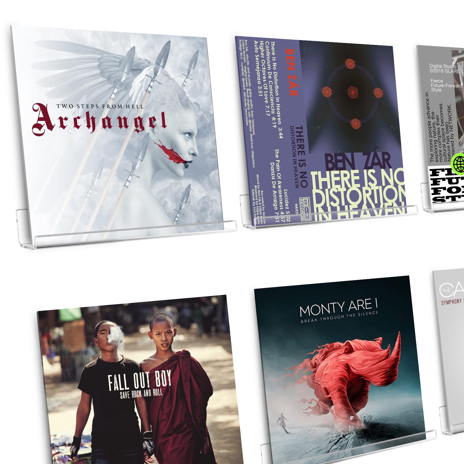 CECOLIC 6 Pack Clear Vinyl Record Shelf Wall Mounted Rack, Transparent Floating Shelves Acrylic Record Display Holder, Nail Polish Holder Rack for Living Room Bedroom Kitchen Office (30.4cm)