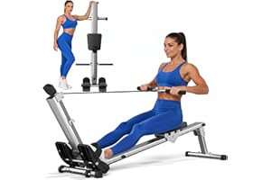 Rowing Machine for Home Use, LUBBYGIM Rowing Machine Foldable Rower with LCD Monitor & Comfortable Seat Cushion, Hyper-Quiet 