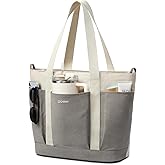 G4Free Large Canvas Tote Bag for Women with Zipper Fit 15.6" Laptop, Everything Tote Bags with Pockets for Work, Travel