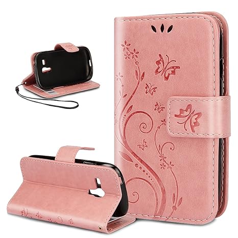 Kompatibel mit Galaxy S3 Mini Hülle,S3 Mini Hülle,Malerei Schmetterling PU Lederhülle Flip Hülle Cover Schale Ständer Etui Ka