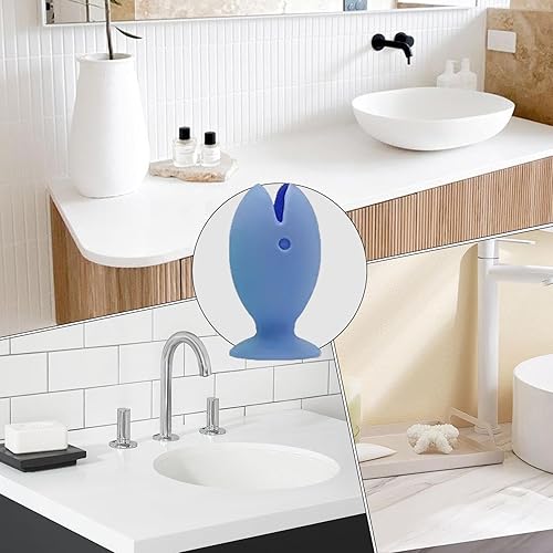 歯ブラシホルダー - シリコーンの魚の形の歯ブラシスタンド |浴室用歯ブラシホルダー |歯ブラシホルダーセット |家庭用吸盤底付き多機能歯ブラシ保護カバー - サムネイル 4