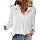 Zeagoo Blouse for Women Dressy Long Sleeve Button Down Shirts Business Casual Outfit Lightweight Solid/Printed Tops