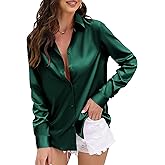 CUNLIN Womens Soft Satin Silk Leopard Button Down Shirts for Women Silky Long Sleeve Work Shirt Dress Blouses Tops