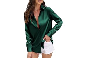 CUNLIN Womens Soft Satin Silk Leopard Button Down Shirts for Women Silky Long Sleeve Work Shirt Dress Blouses Tops