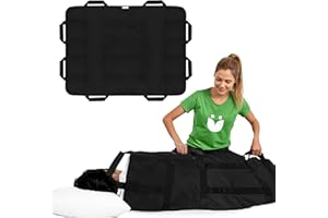 ABLEUPLIFT Positioning Bed Pad with 8 Reinforced Padded Handles - Washable Transfer Sheet for Lifting & Repositioning - Quick-Dry Patient Slide Blanket for Caregiver, Bedridden, Elderly - 48" x 40", Black Ver 2