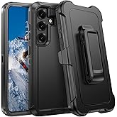 DUEDUE for Samsung Galaxy S24 FE Case with Belt Clip Holster Shockproof 3-Layer Heavy Duty Kickstand Cover Full Body Protective Rugged Phone Case for Samsung S24 FE 5G 6.7", Black