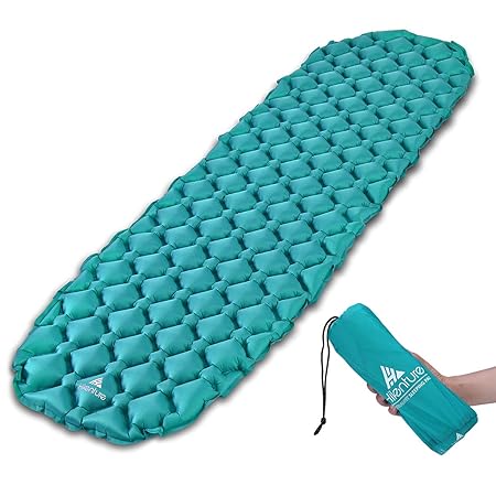 Hikenture Camping Isomatte Kleines Packmaß - Ultraleichte Isomatte - Aufblasbare Luftmatratze - Schlafmatte für Camping, Reis
